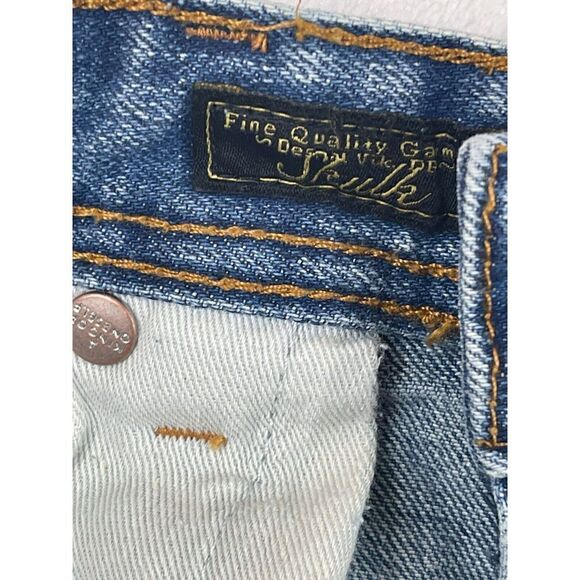 Akoo Straight Jeans Men's Size 38 Blue Denim Solid Cotton Distressed High-Rise - Picture 13 of 16